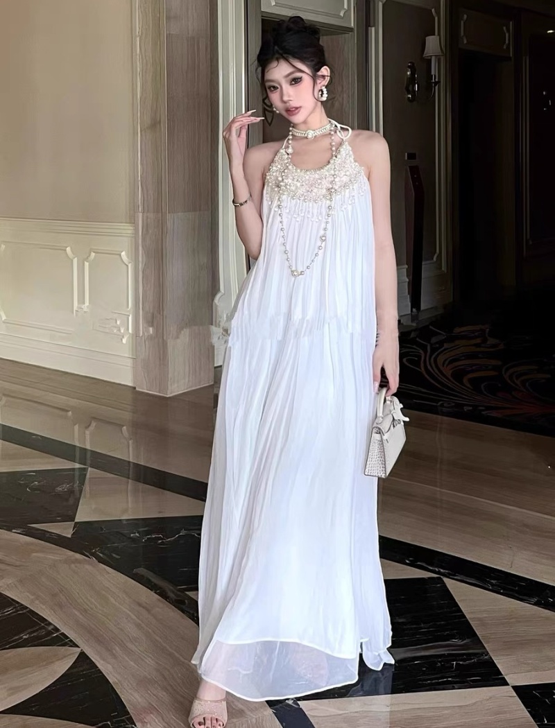 White temperament dress France style sequins formal dress