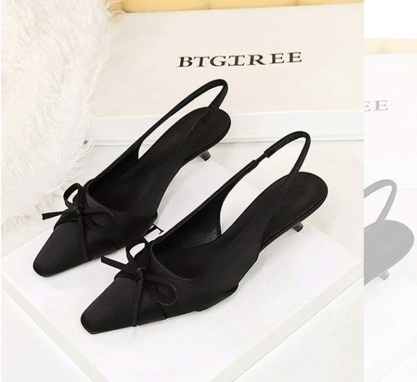 Banquet satin France style bow shoes for women