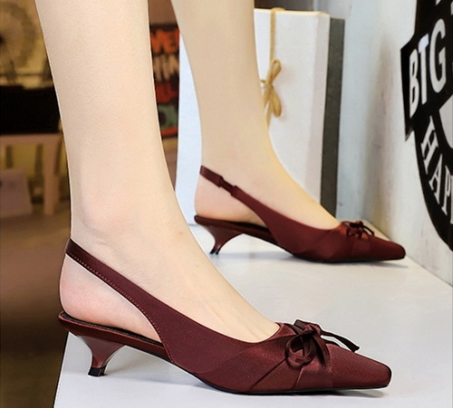 Banquet satin France style bow shoes for women