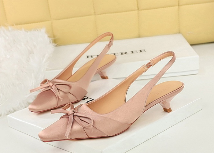 Banquet satin France style bow shoes for women