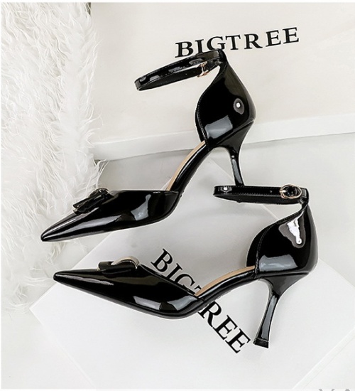 European style metal fine-root low pointed sandals for women