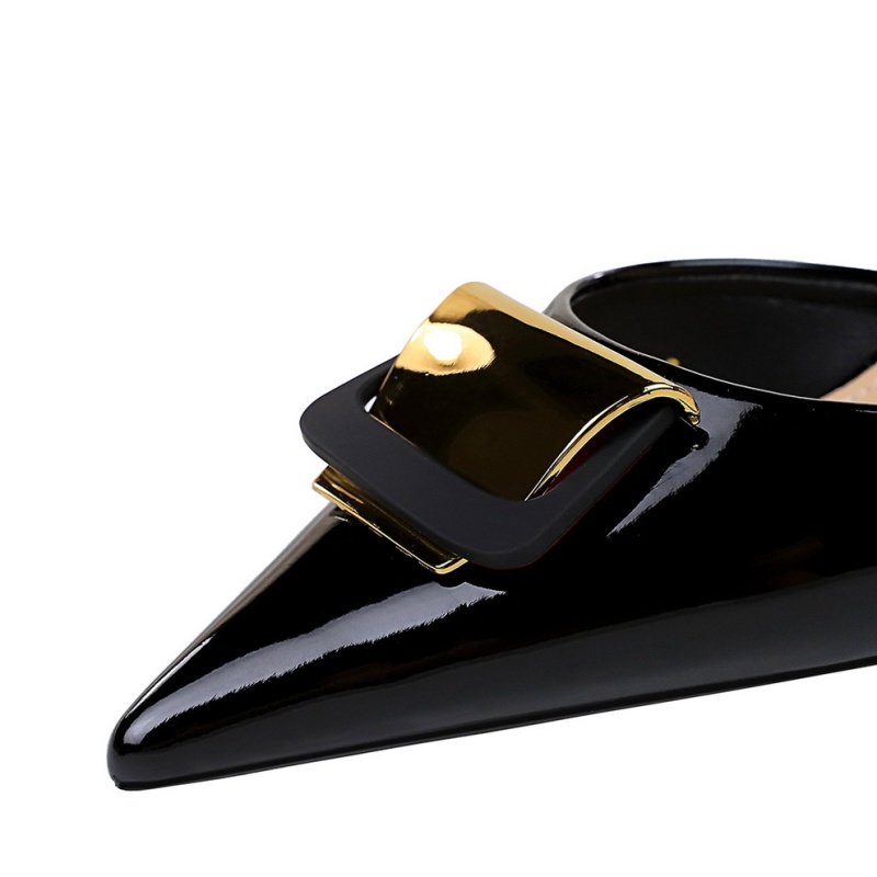 European style metal fine-root low pointed sandals for women