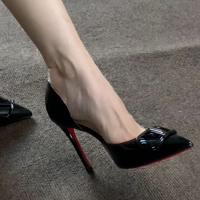 Banquet patent leather high-heeled shoes for women
