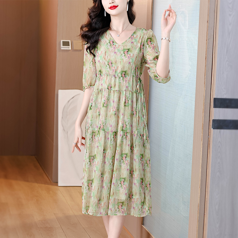 Summer long floral temperament loose fashion dress