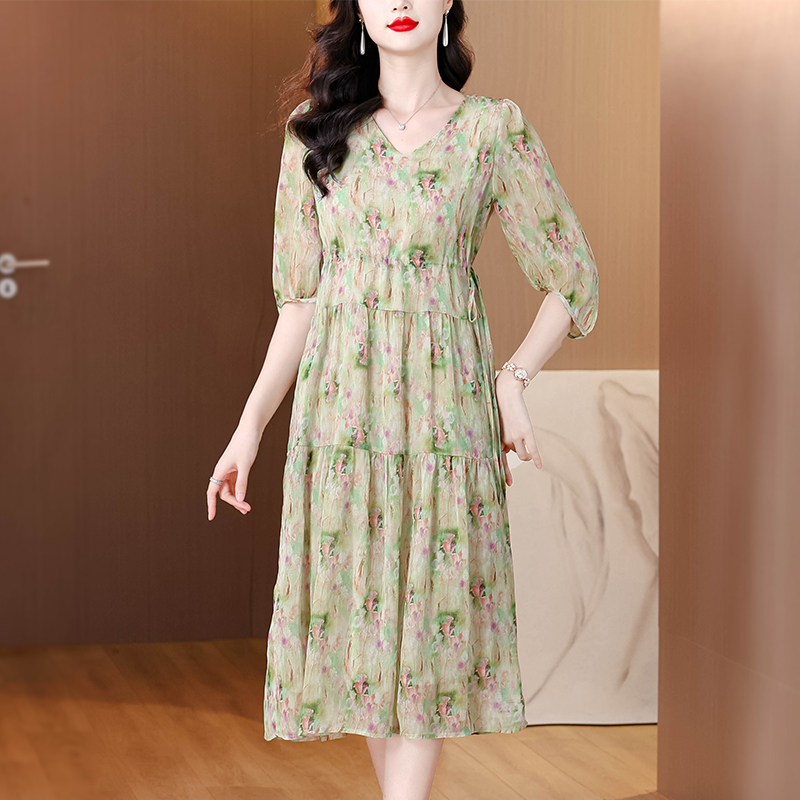 Summer long floral temperament loose fashion dress