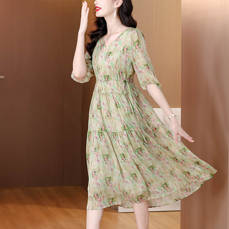 Summer long floral temperament loose fashion dress