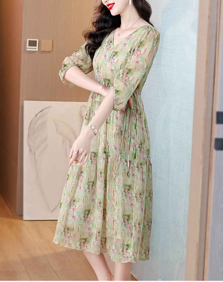 Summer long floral temperament loose fashion dress
