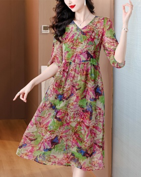 Summer V-neck printing France style dress for women