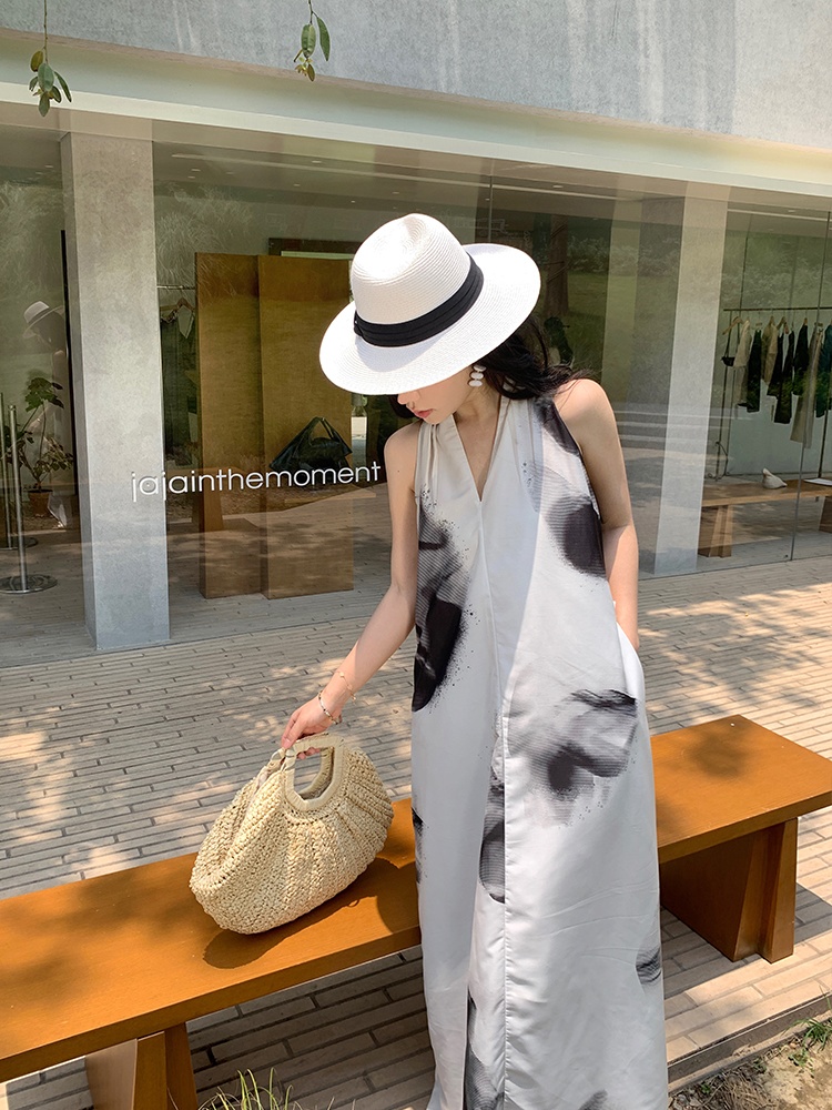 Vacation seaside strap dress halter summer dress