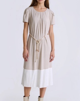 Retro dress mixed colors long dress for women