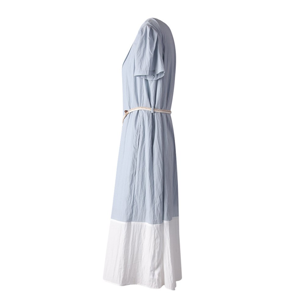 Retro dress mixed colors long dress for women