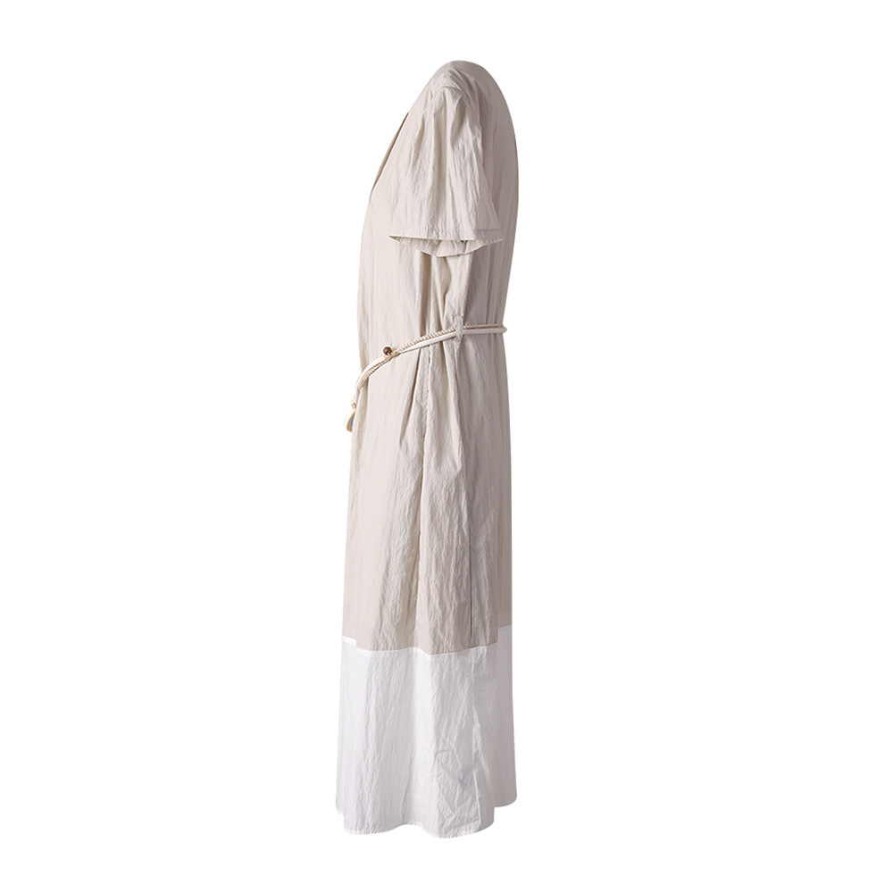 Retro dress mixed colors long dress for women