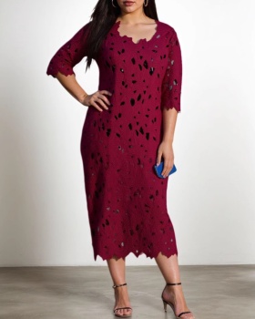 Lace slim loose long dress hollow summer spicegirl dress