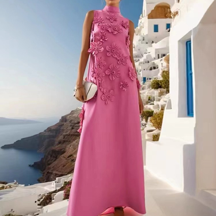 Loose stereoscopic long dress stitching dress for women