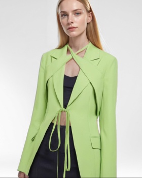 Irregular tops green business suit for women