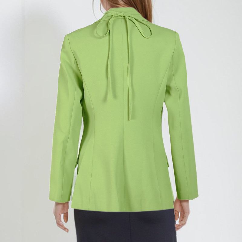 Irregular tops green business suit for women