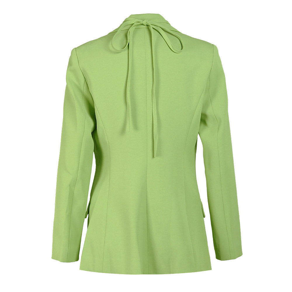 Irregular tops green business suit for women