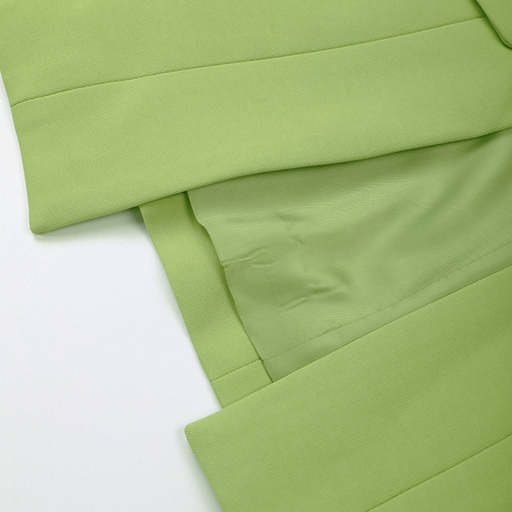 Irregular tops green business suit for women