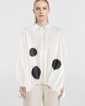 Printing polka dot white shirt for women