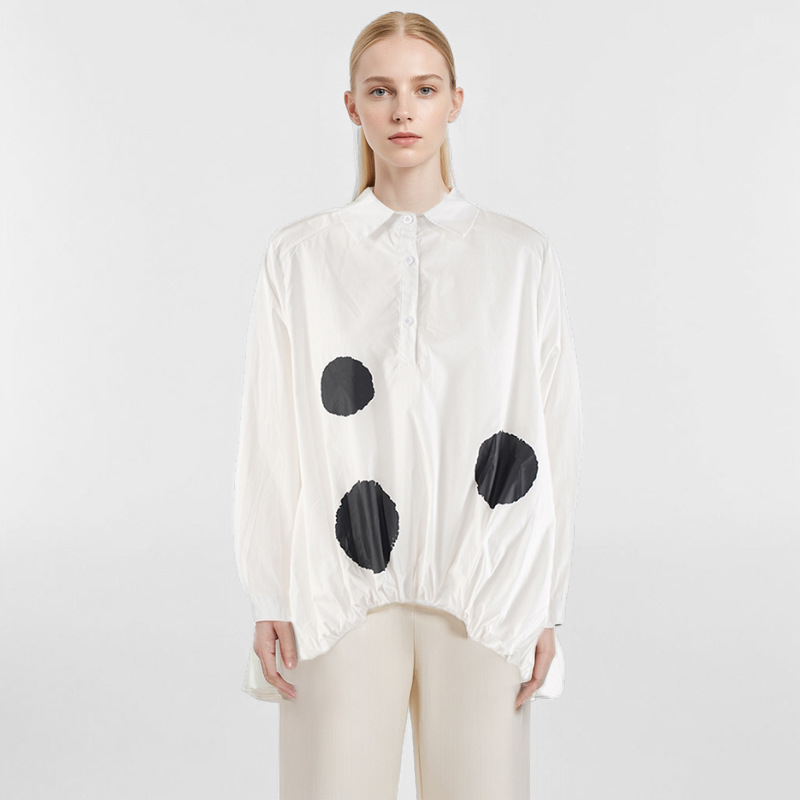 Printing polka dot white shirt for women
