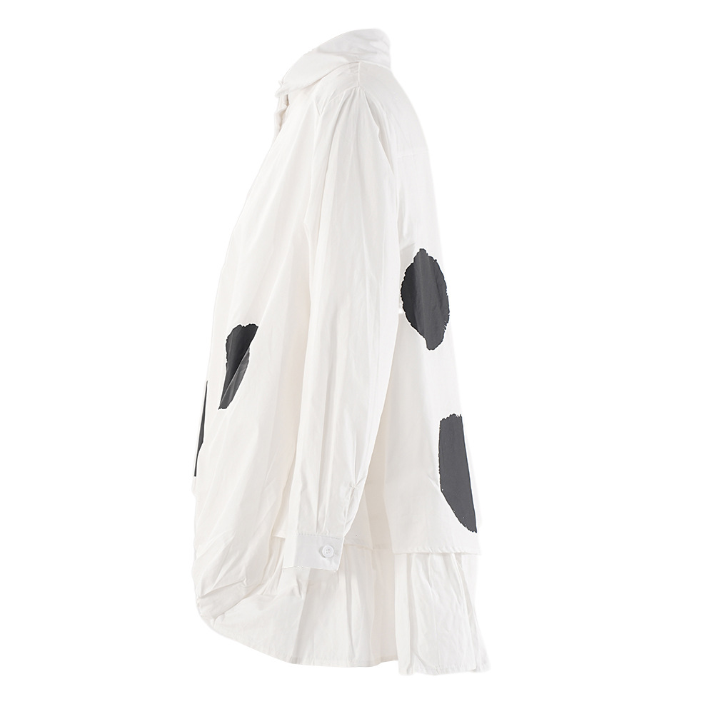 Printing polka dot white shirt for women