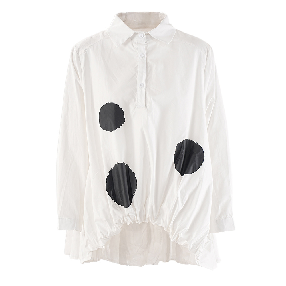 Printing polka dot white shirt for women