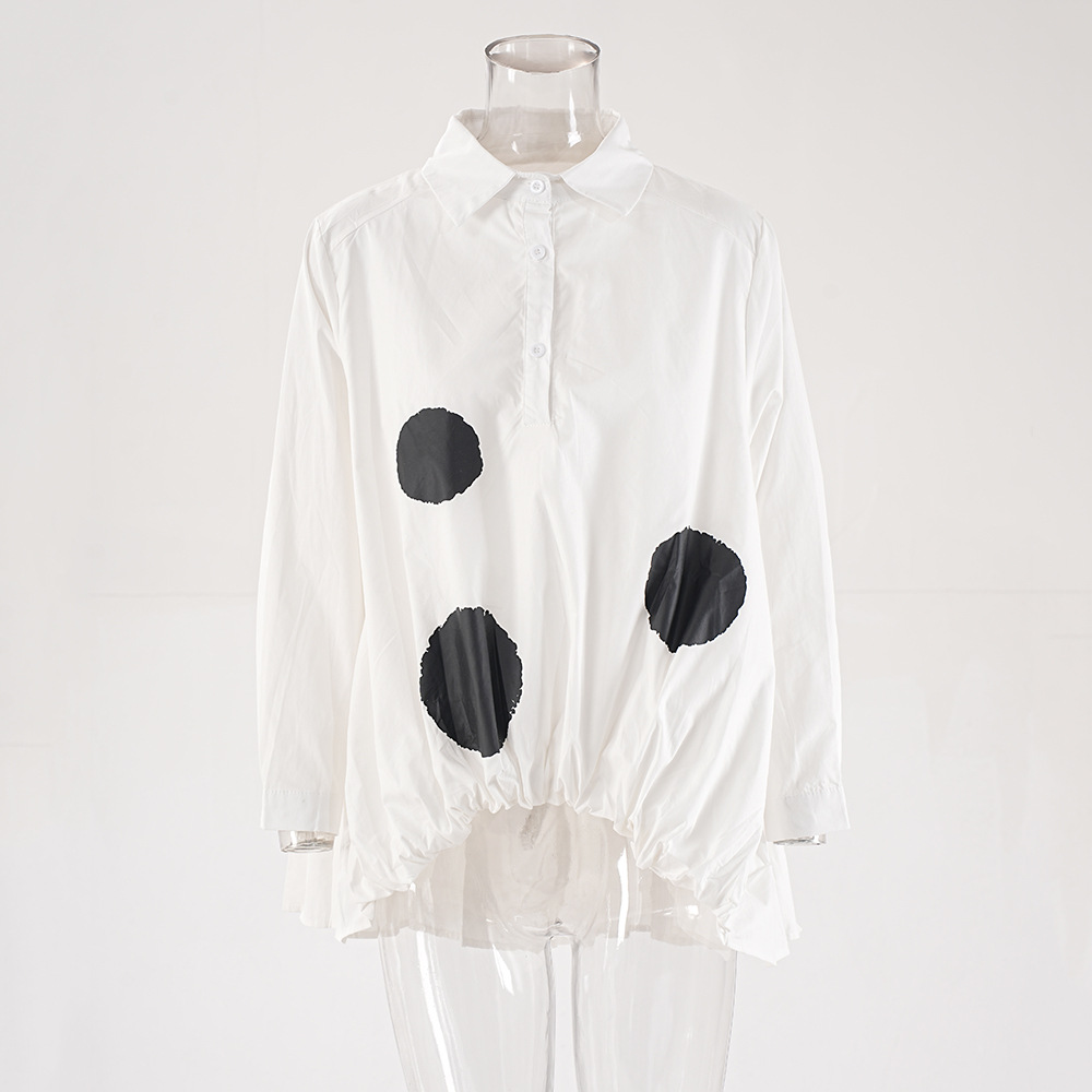 Printing polka dot white shirt for women