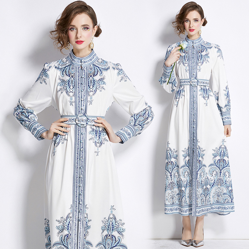 European style fashion cstand collar dress