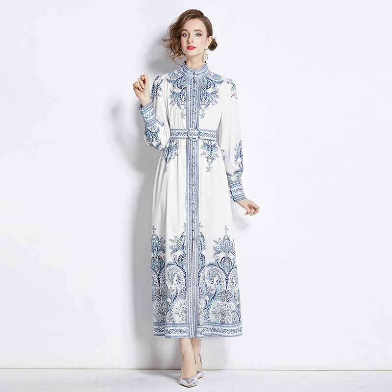 European style fashion cstand collar dress