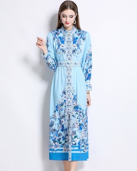 European style fashion court style printing dress