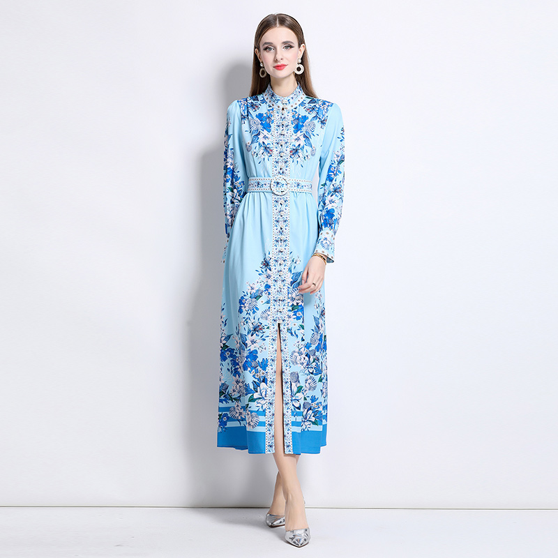 European style fashion court style printing dress