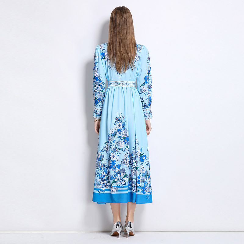 European style fashion court style printing dress