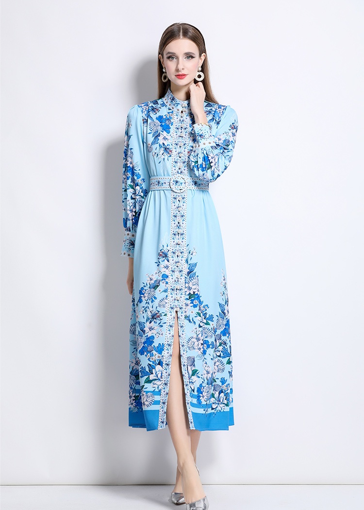 European style fashion court style printing dress