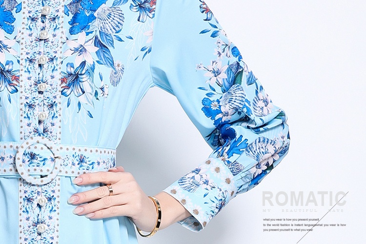 European style fashion court style printing dress