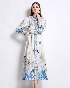 European style court style fashion single-breasted dress