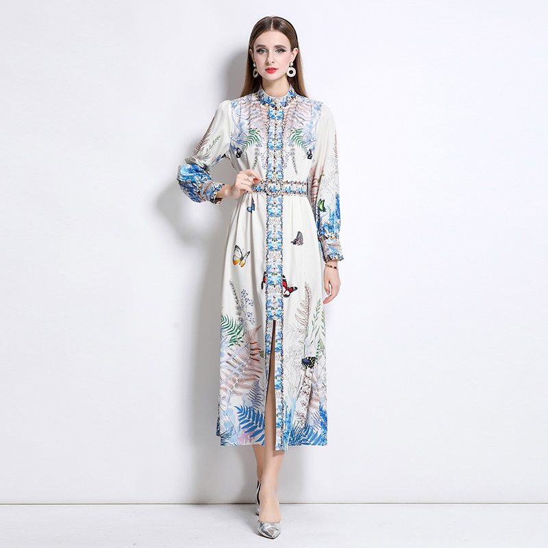 European style court style fashion single-breasted dress