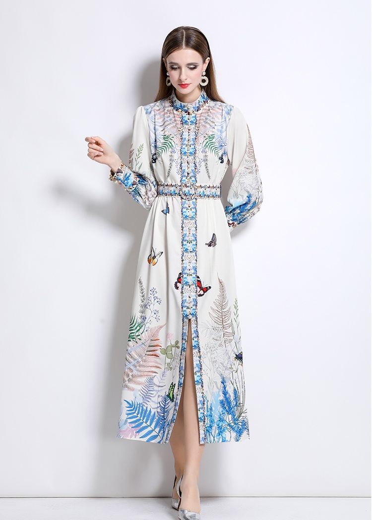 European style court style fashion single-breasted dress
