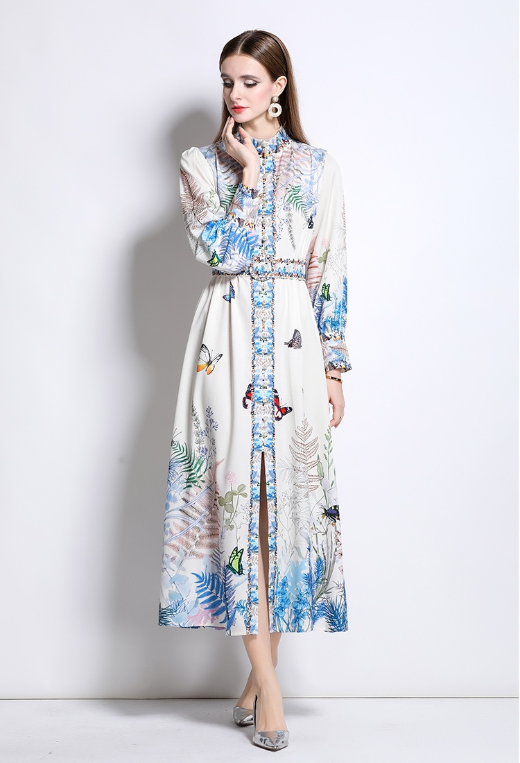 European style court style fashion single-breasted dress