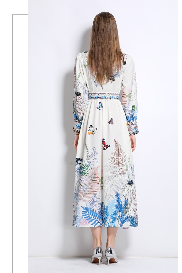European style court style fashion single-breasted dress
