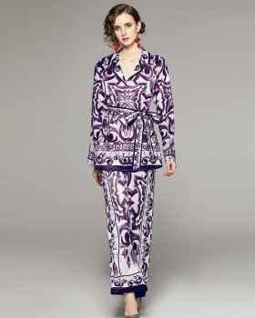 Casual printing business suit fashion shirt 2pcs set