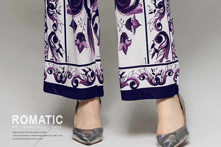 Casual printing business suit fashion shirt 2pcs set
