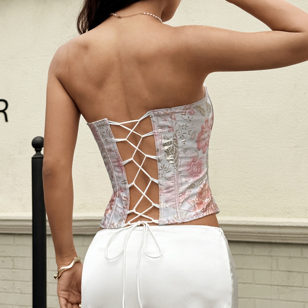 Floral bronzing vest summer jacquard tops for women