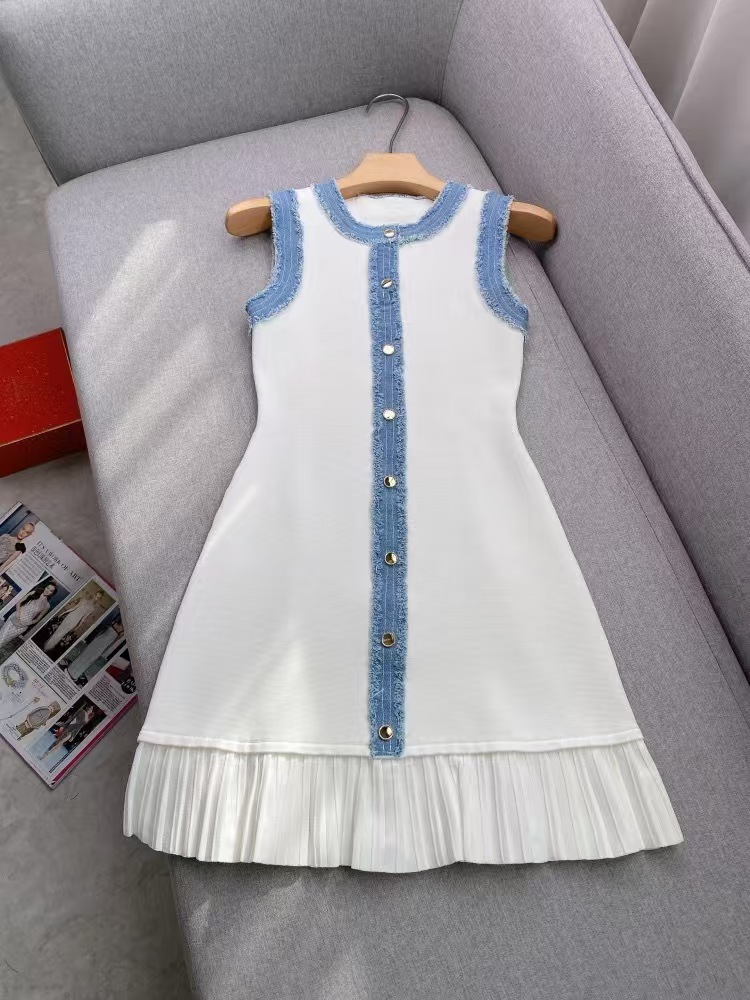 Summer France style dress pleated elegant T-back