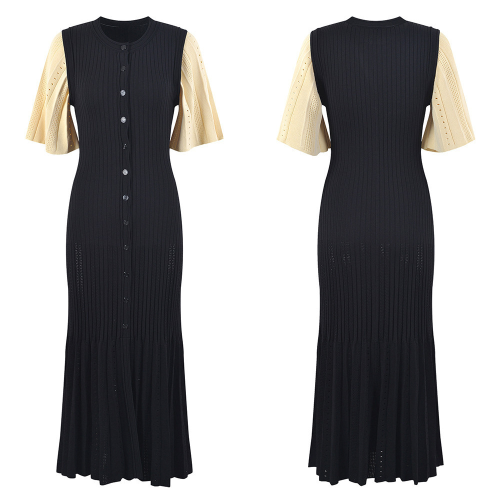 Buckle slim dress temperament long dress for women