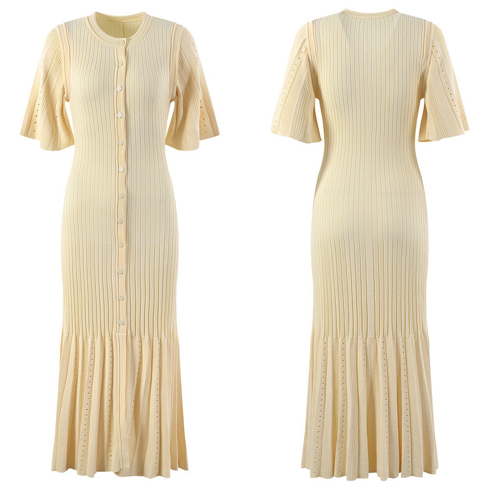 Buckle slim dress temperament long dress for women