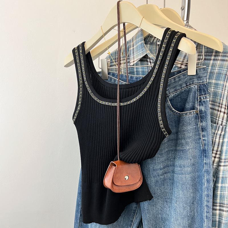 Summer sling chain vest chanelstyle knitted tops for women