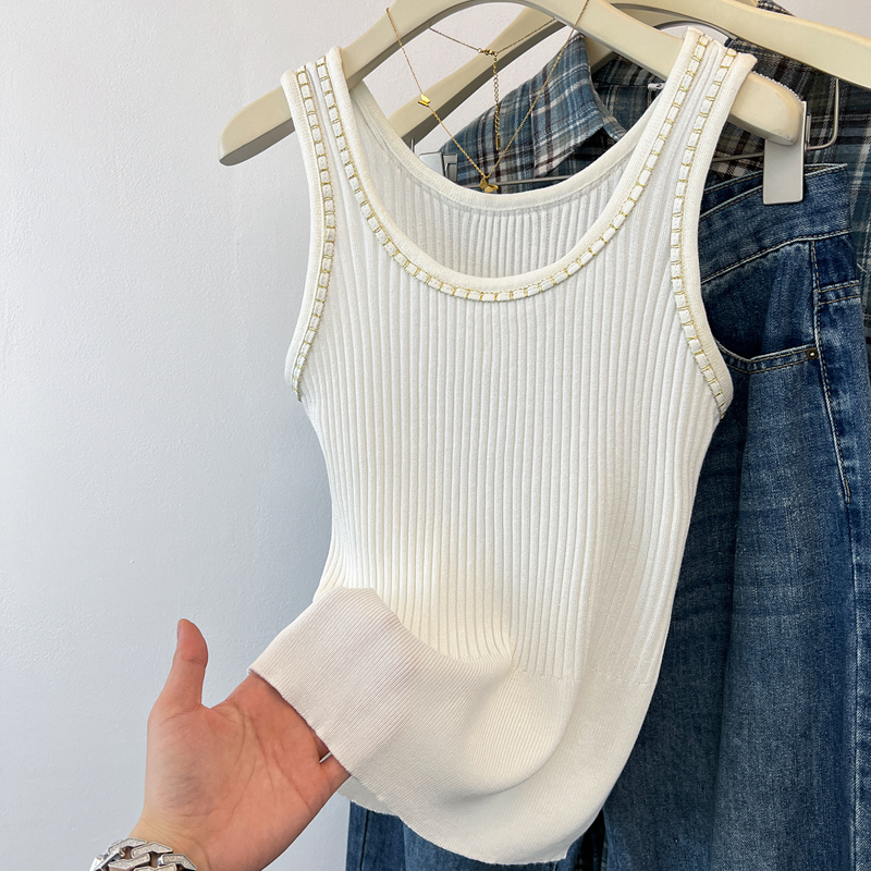 Summer sling chain vest chanelstyle knitted tops for women