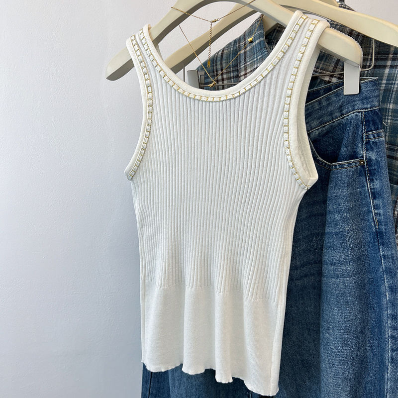Summer sling chain vest chanelstyle knitted tops for women