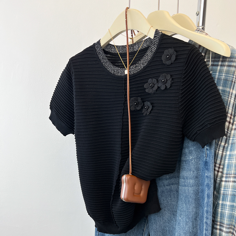 Short sleeve knitted T-shirt colors summer tops