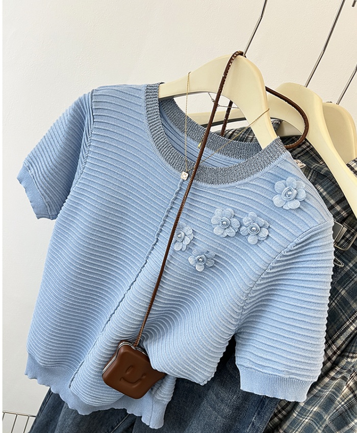 Short sleeve knitted T-shirt colors summer tops